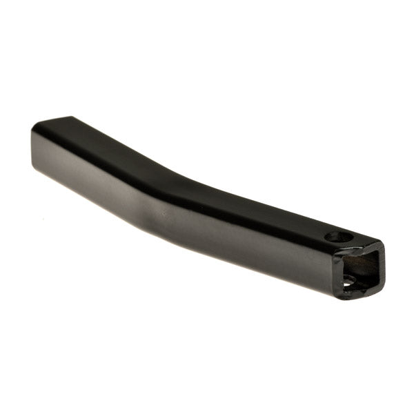 Upper Armrest Weldment Tube for the Jazzy Select GT, featuring a black, curved metal lever with a square hole, essential for supporting the armrest on the power chair.