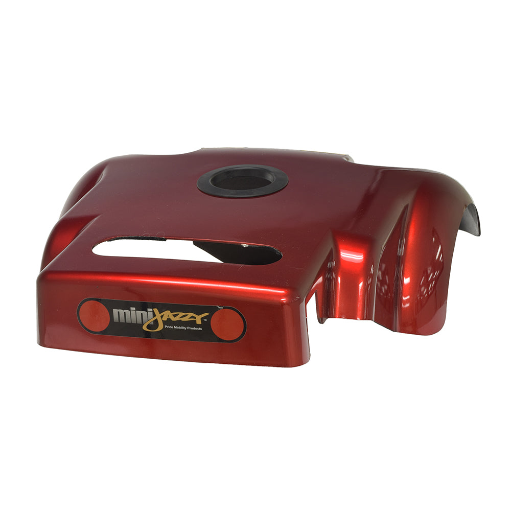 Body Shroud Assembly for the Jazzy 1103 (Used); a red component with a central hole designed to protect the power chair's internal parts from dirt and moisture.