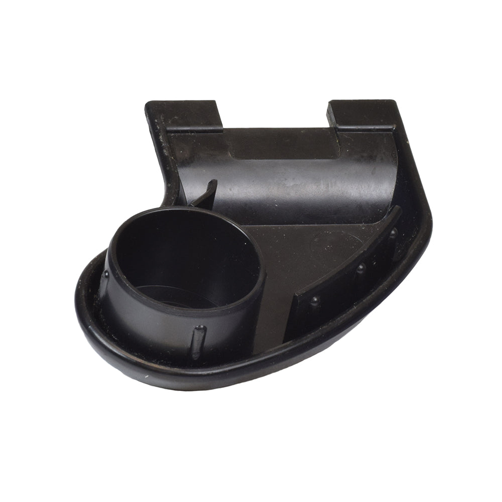 Close-up of the Front Right Side Caster Wheel Headtube Cap for the Invacare Pronto M50, M51, M61, and M91 (Used), showing a black plastic object with a round hole.