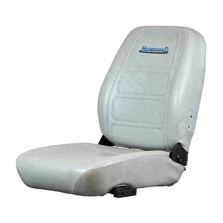 High Back Seat Assembly Without Base for Hoveround® MPV5® (Used) showing a white leather seat cover with logo, providing upper body and shoulder support.