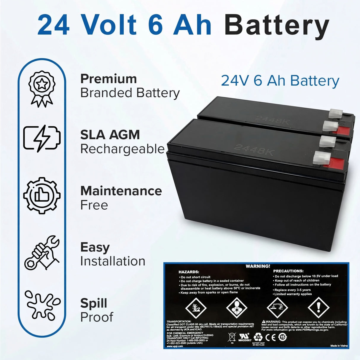 24 Volt 6 Ah Battery for the Razor Power Core E100 (V1+)