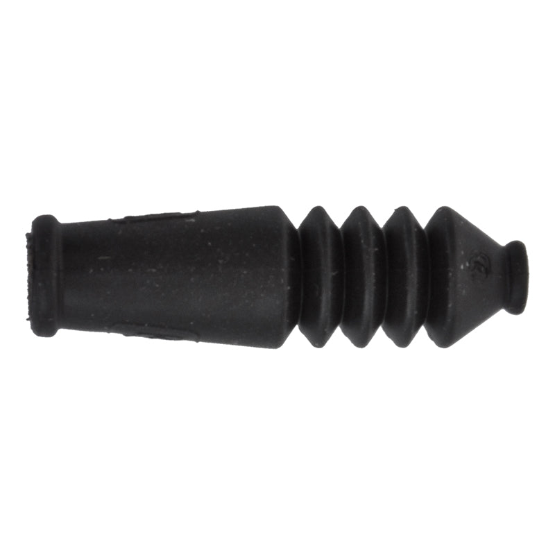 V-Brake Cable Boot: a close-up of a black rubber ear plug-shaped accessory for bikes or scooters, enhancing braking performance.