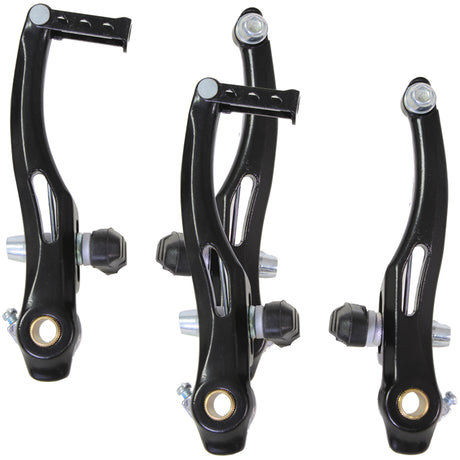 Close-up of Sunlite V-Brake Calipers, showcasing black metal components and a sturdy handle, ideal for enhancing the braking system of bikes and scooters.