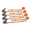 400 lb. Capacity 1 in. x 15 ft. Ratcheting Tie Down Strap Kit, featuring multiple orange straps with hooks, perfect for securing loads to carriers, ensuring safety and reliability.