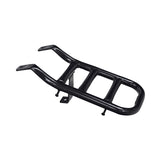 Cargo Rack for the Coleman CT200U Trail Mini Bike featuring a black metal frame with screws. Suitable for front or rear mounting, enhancing the bike's utility. Note: Mounting hardware and rear support struts not included.