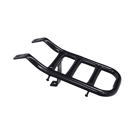 Cargo Rack for the Coleman CT200U Trail Mini Bike featuring a black metal frame with screws. Suitable for front or rear mounting, enhancing the bike's utility. Note: Mounting hardware and rear support struts not included.