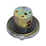 Chrome Gas Cap (Fuel Cap) for Street Scooters, featuring a round metal design with a central hole, compatible with various scooter models and GY6 engine sizes from 50cc to 250cc.