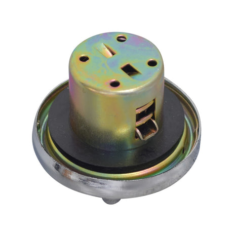 Chrome Gas Cap (Fuel Cap) for Go-Karts, featuring a round metal design with a central hole, suitable for various models and brands, compatible with 50cc to 250cc GY6 engines.