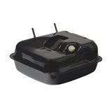 Fuel Tank for 5.5 Hp 163cc & 6.5 Hp 196cc Go-Kart Engines, featuring a black metal container with a visible white plastic tube and hexagonal nut.