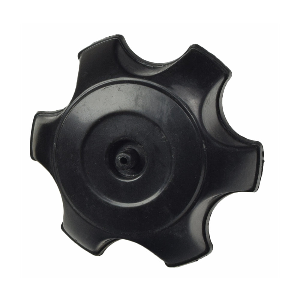 Universal Fuel Tank Caps for ATVs & Dirt Bikes, featuring a black plastic design with a central hole, suitable for various ATV and dirt bike models, available in multiple sizes for compatibility.