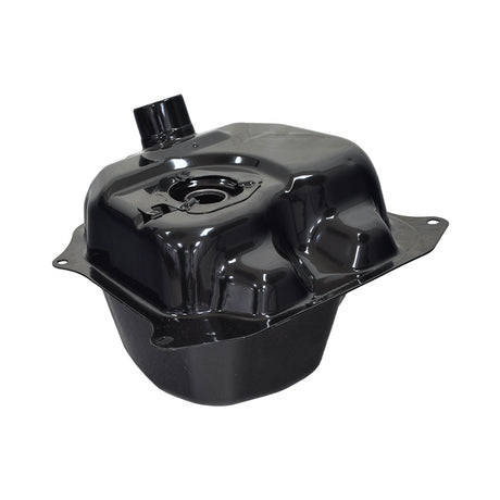 Black Metal Fuel Tank for 50cc QMB139 Scooters featuring a durable black enameled steel construction with a central hole, designed for various street scooters and DIY engine projects.