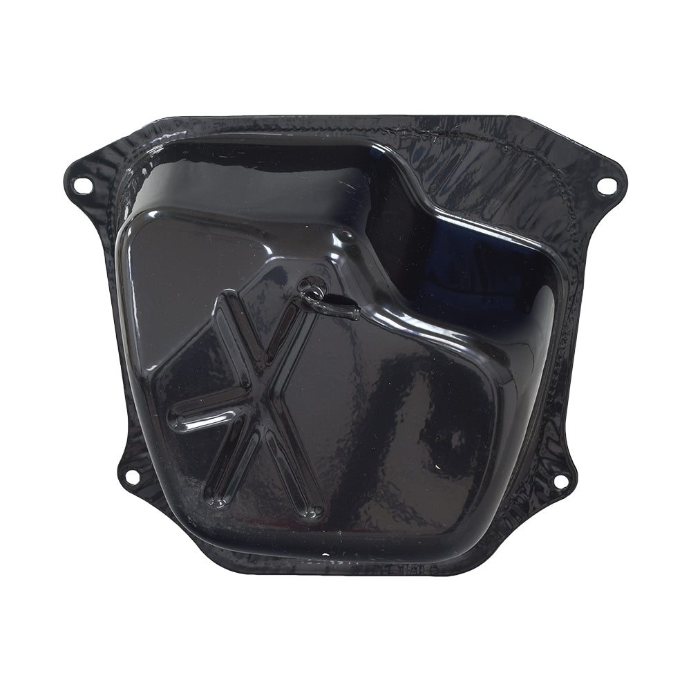 Black Metal Fuel Tank for 50cc QMB139 Scooters, featuring a robust black enameled steel body with a distinct X symbol, suitable for various street scooters and DIY projects.