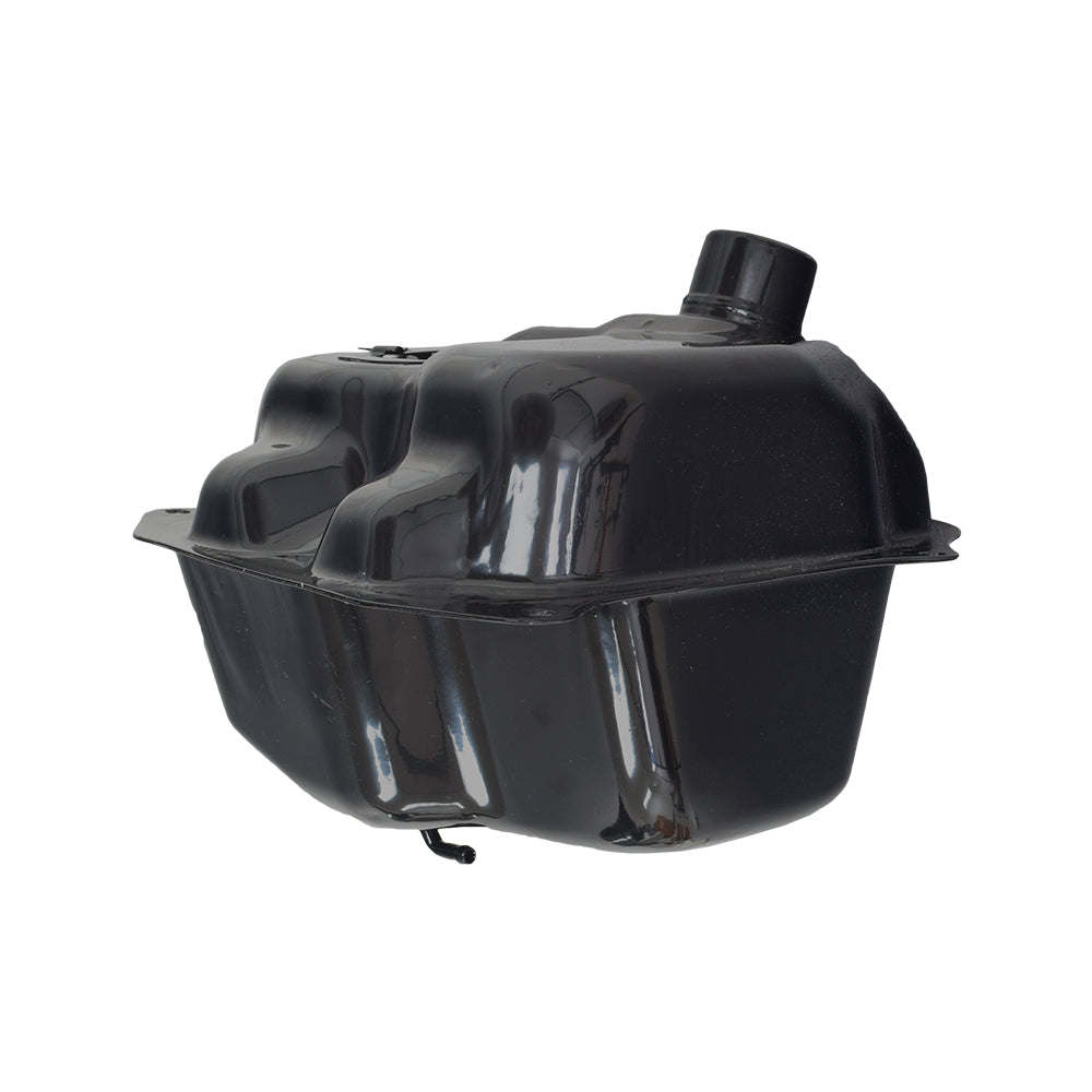 Black Metal Fuel Tank for 50cc QMB139 Scooters: A sleek, black cylindrical container with a secure black cap, ideal for various street scooters and DIY engine projects.