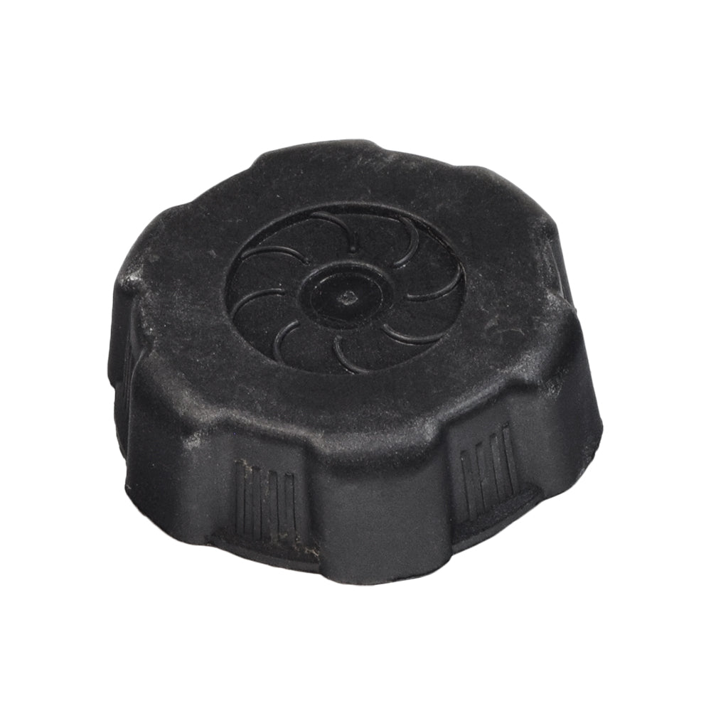 Vented Gas Cap for 110cc, 125cc, & 150cc Go-Karts, Dune Buggies, & ATVs, featuring a black plastic cap with a spiral design for optimal ventilation in small engine applications.