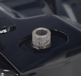 Fuel Tank with Corner Cap for Coleman CK100 & SK100 Go-Karts: Close-up of a black metal fuel tank with a corner-mounted cap and fill port, designed for easy installation on 100cc Coleman go-karts.