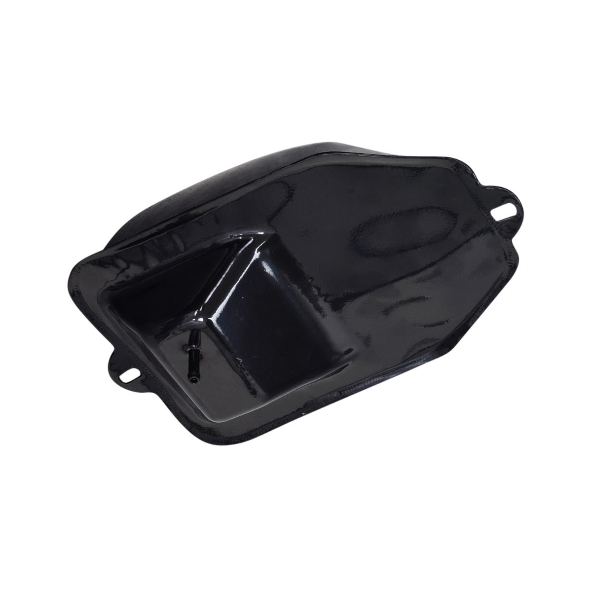 Metal Fuel Tank for Coleman AT125-EX & AT125-UT ATVs, showcasing a black enamel finish with holes and a mounting flange on the steel body, suitable for various custom builds and applications.