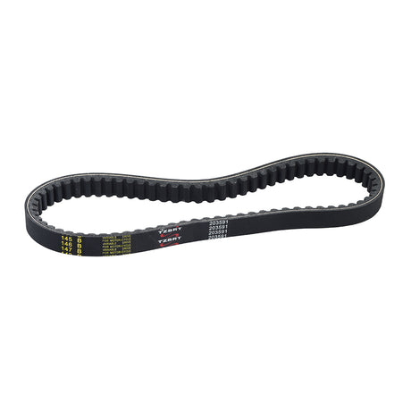 203591 Q43103W Go-Kart Torque Converter Asymmetric Belt (Comet Series 30 & Yerf-Dog Replacement), black belt with visible text, designed for 6.5 Hp go-karts and dune buggies.