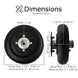 Front Wheel Assembly for the Razor Crazy Cart XL, featuring a black rubber tire, silver center, metal spokes, hub, rim, chain plate, sprocket, inner tube, and axle rod with bearings.