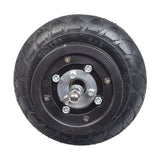 Front Wheel Assembly for the Razor Crazy Cart XL, featuring a black pneumatic tire, metal hub, rim, chain plate, sprocket, and 9 axle rod with bearings, ideal for Versions 1-4 or 5+.