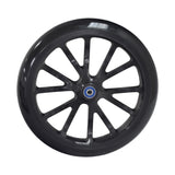 10 Wheel Set (Front & Back) for the Razor A6 (Blemished) features black wheels with blue centers on 12-spoke rims, pre-installed bearings, ready to mount on adult-size Razor A6 kick scooter.