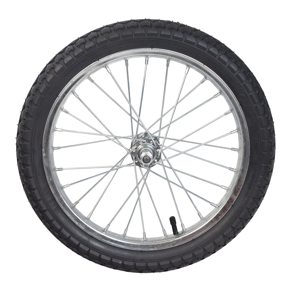 16 Front Wheel Assembly for the Razor iMod and EcoSmart Metro Electric Scooters, featuring a bicycle tire with spokes and rim, designed for reliable performance and smooth rides.