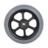 5x1 Molded Caster Wheel with 6 Spokes featuring a black rim and two pre-installed 608-RS bearings, shown in close-up detail.