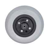 7x2 Caster Wheel, 2-Piece with Urethane Rib Tire, close-up view showing the black and grey rim, solid multi-rib design, and hub assembly.