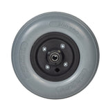 8x2 (200x50) Caster Wheel with 2-1/2 Hub and Urethane Tire for Invacare power chairs, featuring a black rim, pre-installed 7/16 1607-RS bearings, and visible screws.