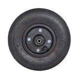 8x2 (200x50) Pneumatic Black Caster Wheel Assembly with Bearings and Black Split Rim featuring a ribbed Kenda tire and 608RS bearings, ideal for power chair casters.