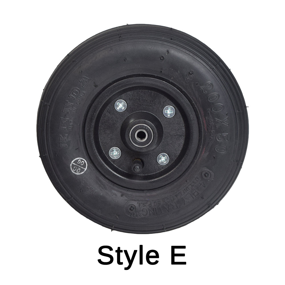 Universal 8x2 (200x50) caster wheel with 608Z bearings, featuring a black polyurethane tire mounted on a black split rim with a central screw.