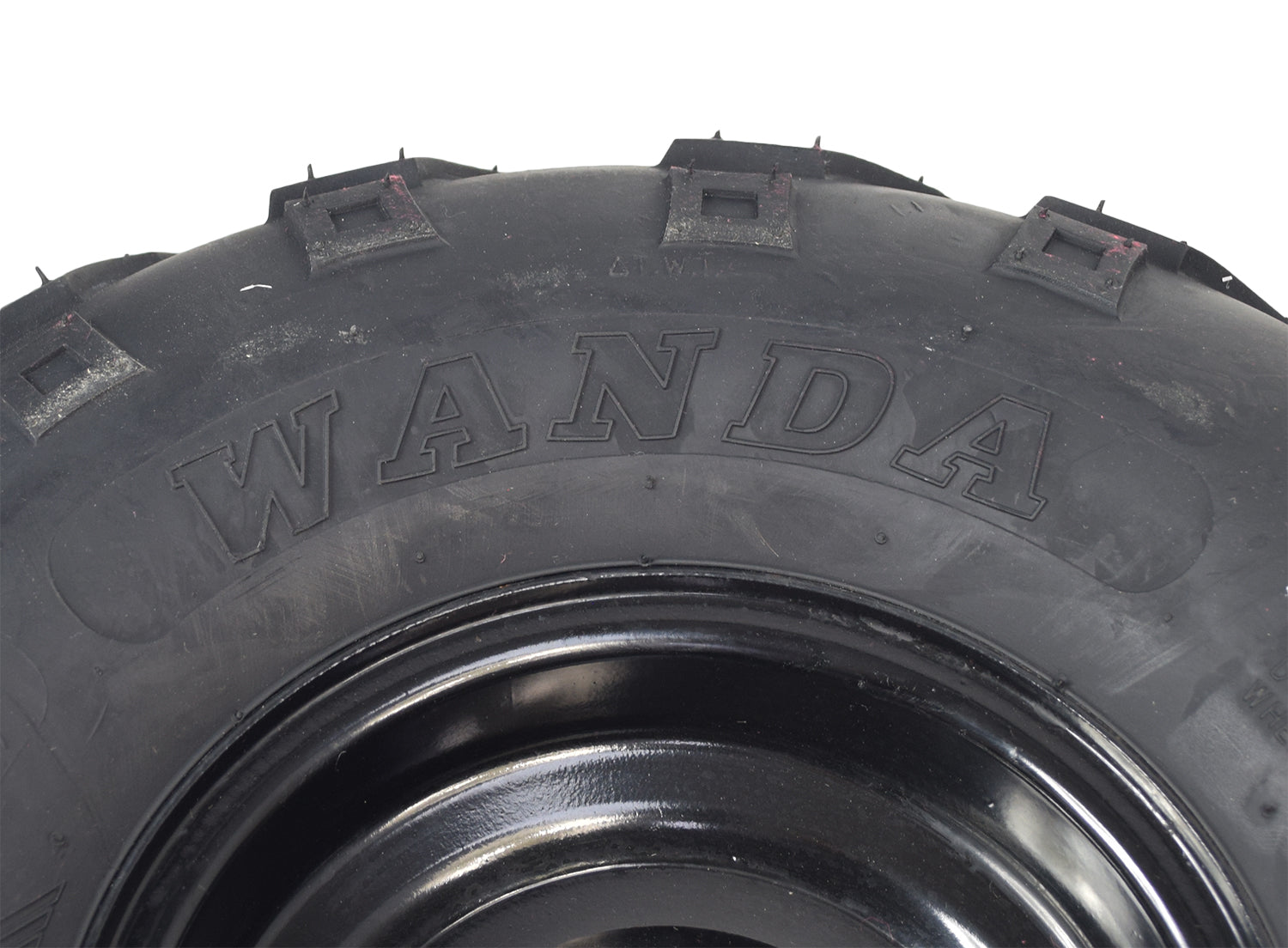 Front Left Wheel Assembly with Rim & Tire for Coleman KT196 & CK196 196cc 6.5 Hp Go-Karts, showcasing a close-up of the 145/70-6 steel rim with V-tread tire for enhanced traction.