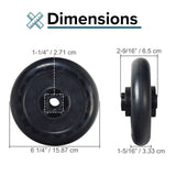 Drive Wheel for the Rollplay 12 Volt Nighthawk, featuring a 6-1/4 diameter rubber tire molded onto the rim with visible central hole and measurements.