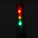 Close-up of the Valve Stem Wheel Flash Saber in Red/Yellow/Green, highlighting its light feature designed for bikes and scooters.