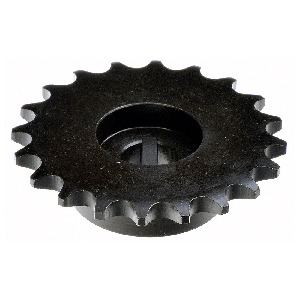 420 Chain 20 Tooth Sprocket for the Baja Mini Bike MB165 & MB200 (Baja Heat, Mini Baja, Baja Warrior) - close-up of a black metal gear with a central hole, featuring 20 teeth.