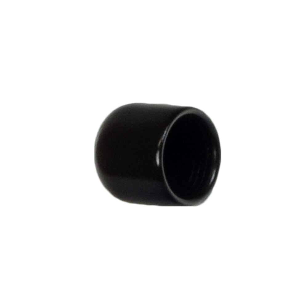 Vinyl Cap for the Foot Platform Screws on Jazzy, Jet, & Quantum Power Chairs – a black cylindrical cap designed to fit over screws and nuts, providing protection for both the metal components and the user's legs.