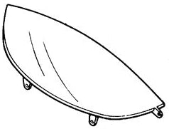 Visor for Honda Elite 250 (1989-1990 Models) (OEM), depicted in a detailed line drawing, showcasing the precise fit and design matching the original part for the Honda Elite 250 scooter.