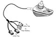 4 Key 50 Amp VSI Joystick Controller with Flying Leads (Reconditioned) shown in a detailed sketch, highlighting the joystick, switch, and connectors essential for controlling power chair functions.