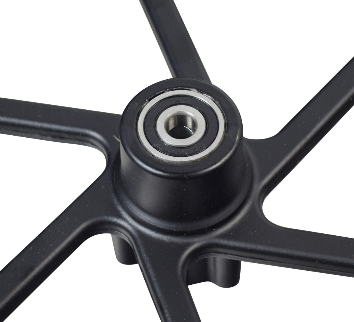 16x2.125 Front Wheel Assembly for Electric Bicycles, featuring a black 6-spoke rim, round center, and pre-installed 6200RS bearings.