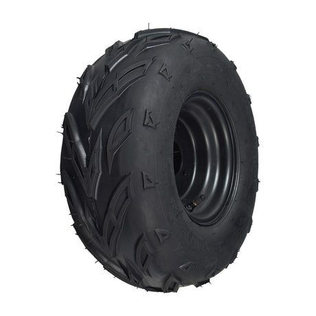 16x8.00-7 Wheel Assembly with 10 mm Bolt Holes for TaoTao ATK125A & GK110 Go-Karts, featuring a tubeless pneumatic V-tread offroad tire and a 7 rim with three mounting bolt holes.