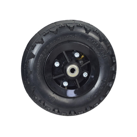 Razor Dune Buggy Front Wheels (Set of 2) featuring 8 semi-knobby tires, metal spokes, and 6000ZZ wheel bearings. Close-up view of the black tire and metal center.