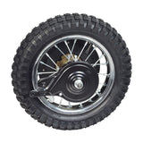 Hiboy DK1 rear wheel assembly with chrome spoked rim and knobby tire