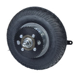 Rear Wheel Assembly for Razor E300 (Versions 41+) featuring a black tire, metal rim, drive sprocket, brake assembly, and visible screws and bolts for secure attachment.