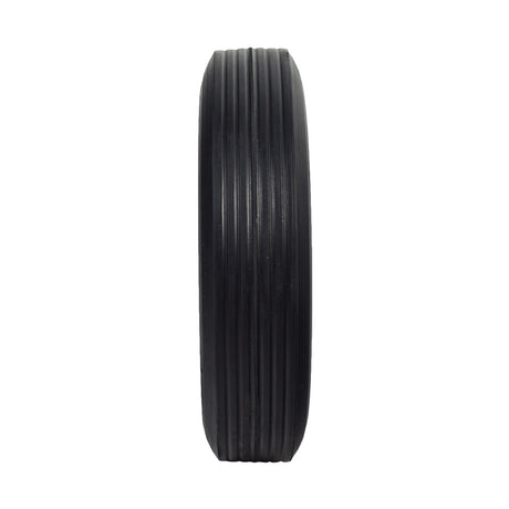 10 Solid Rubber Tire Utility Wheel Assembly for Dollies, Wagons, & Carts, featuring a durable, flat-free black rubber tire with pre-installed ball bearings, compatible with 5/8 axles.