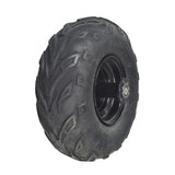 145/70-6 Rear Wheel Assembly for the Coleman RB100 105cc Mini Bike, featuring a robust V-tread tire, metal rim, and wheel bearings designed for optimal control on rough terrains.