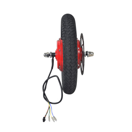 36 Volt Hub Motor & Red Rim for the Jetson Bolt Electric Bike, featuring a wheel with a black tire, visible wires, axle, crown nuts, and an 8-wire harness.