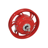 36 Volt Hub Motor & Red Rim for the Jetson Bolt Electric Bike, featuring a round metal rim, axle, crown nuts, and an 8-wire harness, showcasing a compact and efficient design.