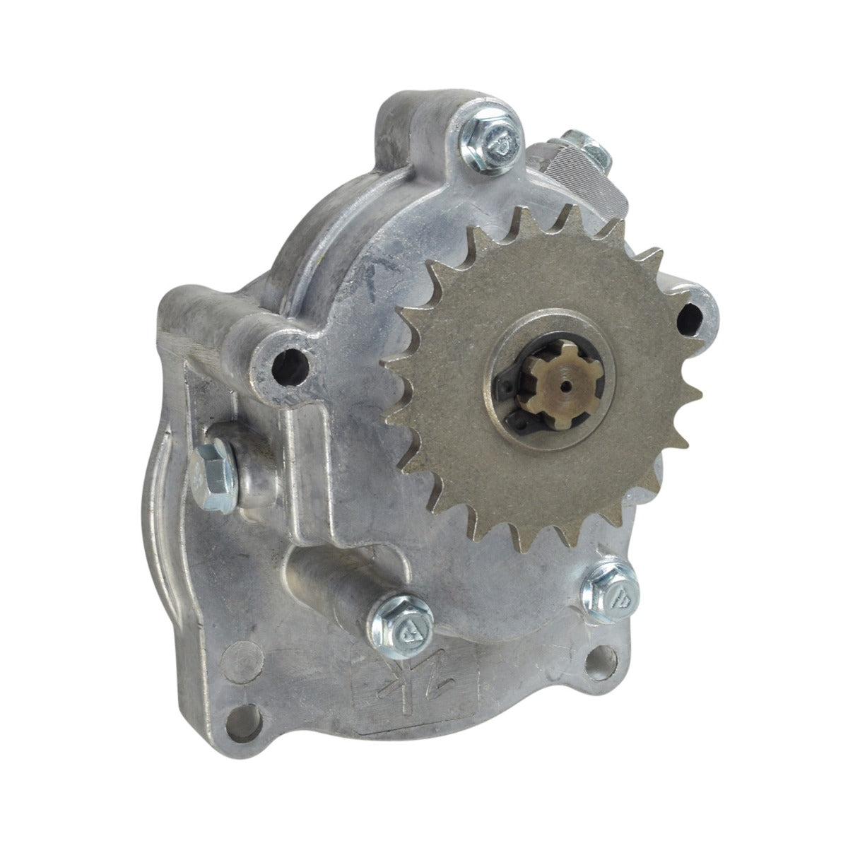 Gas Scooter Parts: Standard Scooter Transmission with 20-Tooth (8mm 05T) Chain Sprocket, featuring a close-up of a metal gear and sprocket assembly essential for various gas scooters and mini-choppers.