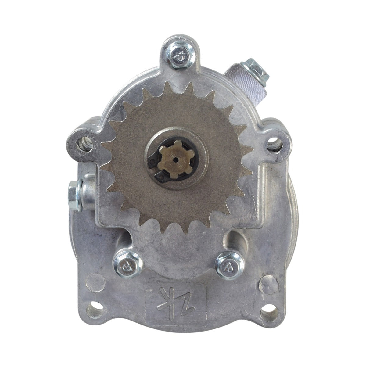 Gas Scooter Parts: Standard Scooter Transmission with 20-Tooth (8mm 05T) Chain Sprocket, featuring a close-up of a metal gear with a screw on the side.