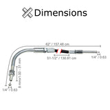 62 Reverse Gearbox Cable with Ball Ends for Go-Karts with 150cc GY6 Engines, displaying a metal cable with ball ends and an elbow noodle, suitable for replacing worn-out gearbox cables.