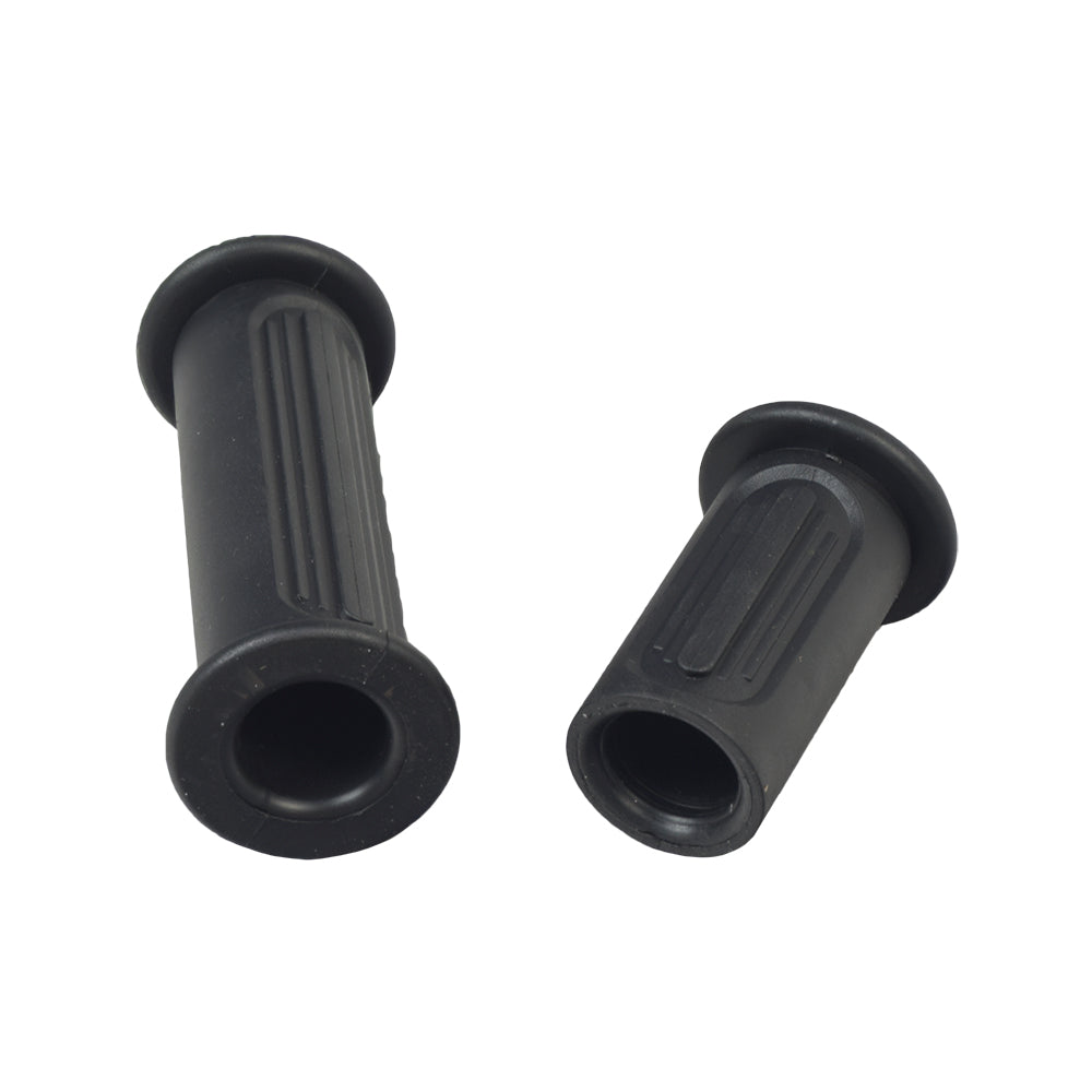 Handlebar Grip Set for Razor MX350, MX400, MX500, MX650, RSF650, SX500, Dirt Quad, Pocket Mod, and Sport Mod: close-up view showing two black grips, one full-length and one half-length.